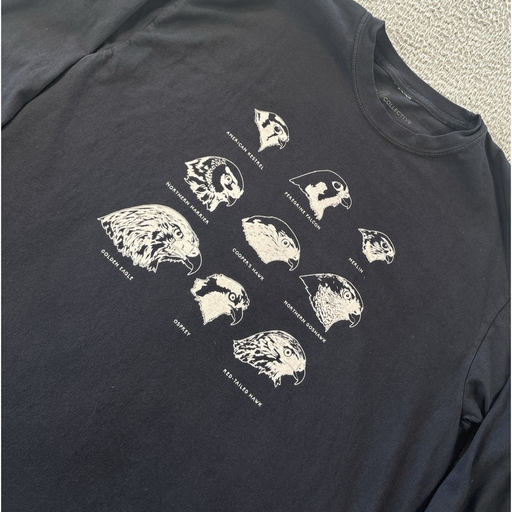 Bird Collective Hawks T Shirt Mens XL Black Long Sleeve Brooklyn